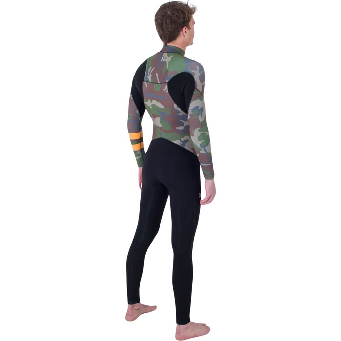 2024 Hurley Mens Plus Printed 3/2mm Chest Zip Wetsuit MFS0012322 - Medium Brown